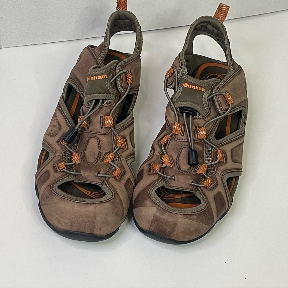Dunham Nolan Men Brown Leather Closed Toe Hiking Sandals Size 10 Comfort Outdoor